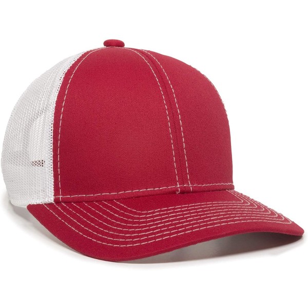 Baseball Caps Structured mesh Back Trucker Cap - Red/White - CT1836HLS58 $12.15