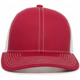 Baseball Caps Structured mesh Back Trucker Cap - Red/White - CT1836HLS58 $12.15