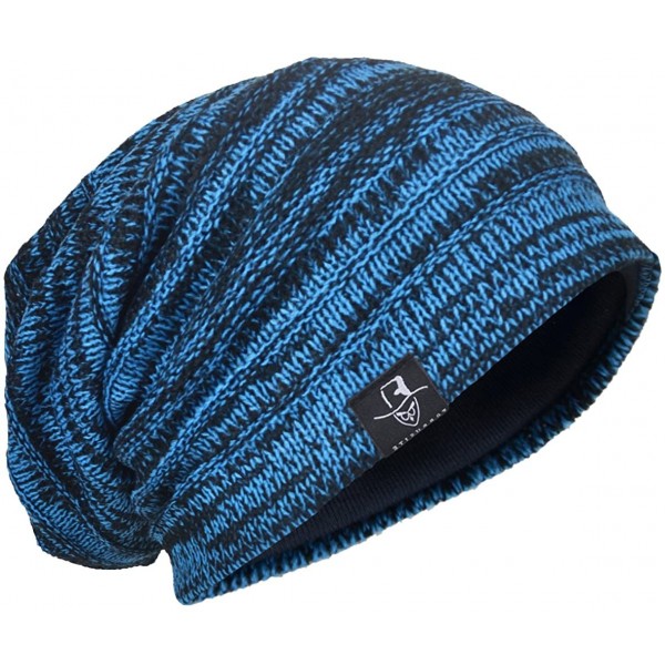 Skullies & Beanies Men Oversize Skull Slouch Beanie Large Skullcap Knit Hat - Blue1 - CL18LGNXR5N $14.63