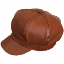 Newsboy Caps Faux Leather 8 Pieces Cabbie Hat Beret Newsboy Cap - Brown - CX12LA5VMAZ $14.14