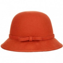 Bucket Hats 100% Wool Vintage Felt Cloche Bucket Bowler Hat Winter Women Church Hats - Dark Orange59 - CB18W82YDZ7 $42.27