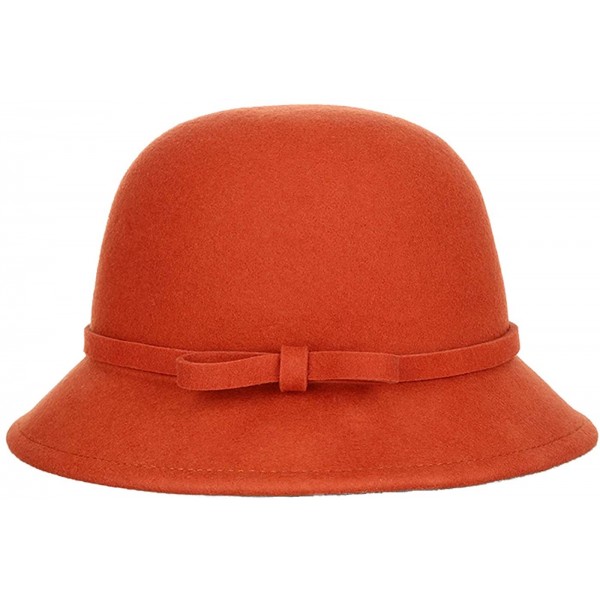 Bucket Hats 100% Wool Vintage Felt Cloche Bucket Bowler Hat Winter Women Church Hats - Dark Orange59 - CB18W82YDZ7 $23.36