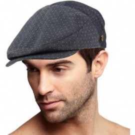 Newsboy Caps Men's 100% Cotton 7 Panel Ivy Mixed Pattern Driver Cabby Flat Cap Hat - Polka Dot Navy - CG18DO2IMHX $17.75