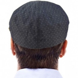 Newsboy Caps Men's 100% Cotton 7 Panel Ivy Mixed Pattern Driver Cabby Flat Cap Hat - Polka Dot Navy - CG18DO2IMHX $17.75