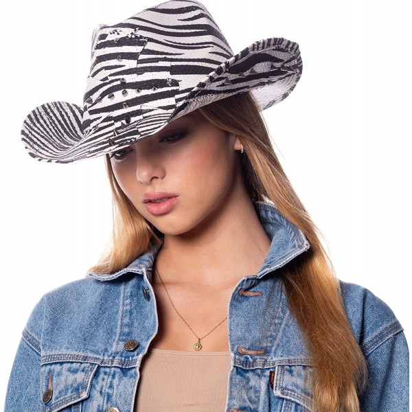 Cowboy Hats Men's & Women's Western Style Cowboy/Cowgirl Straw Hat - Cow1804zebra - C118QO8ERRS $12.49