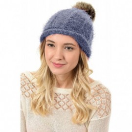 Skullies & Beanies Women/Men's Winter Fur Ball Pompom Beanie Cozy Knit Hat - 404 Grey+ Free Gift - CD187WTXUTO $7.52