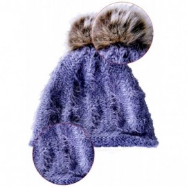 Skullies & Beanies Women/Men's Winter Fur Ball Pompom Beanie Cozy Knit Hat - 404 Grey+ Free Gift - CD187WTXUTO $7.52