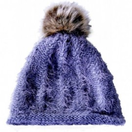 Skullies & Beanies Women/Men's Winter Fur Ball Pompom Beanie Cozy Knit Hat - 404 Grey+ Free Gift - CD187WTXUTO $7.52