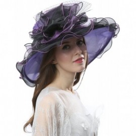 Sun Hats Women's Fascinators Wide Brim Sun Hat for Kentucky Derby- Church- Wedding- Tea Party- Royal Ascot- Easter - C517XHND...