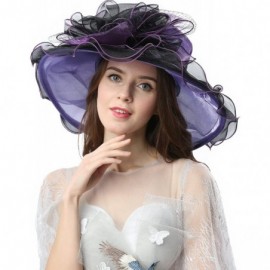 Sun Hats Women's Fascinators Wide Brim Sun Hat for Kentucky Derby- Church- Wedding- Tea Party- Royal Ascot- Easter - C517XHND...