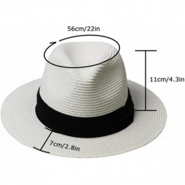 Sun Hats Womens Sun Straw Panama Hat - Foldable Floppy Wide Brim Hat Beach Cap UPF50 - White - CY18UXEKIGG $9.80