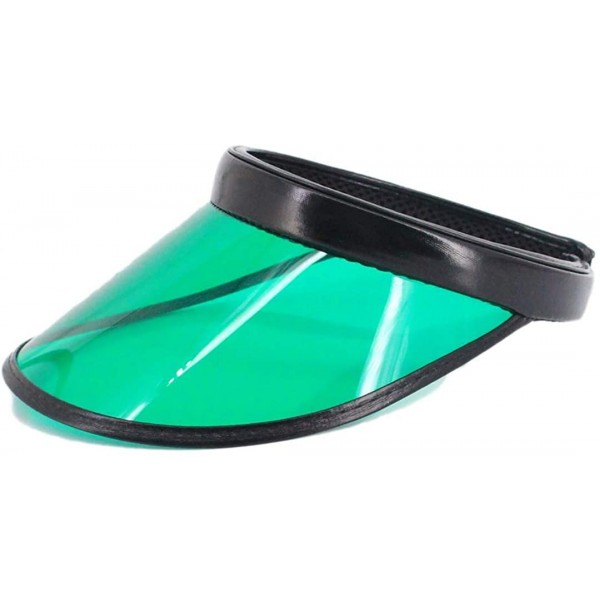 Visors Women Sun Visors Hologram Wide Brim Thicker Sweatband UV Protective Sportswear Visors Sunhat - Green - CX18RESX9AX $12.30