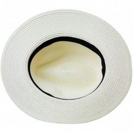 Sun Hats Womens Sun Straw Panama Hat - Foldable Floppy Wide Brim Hat Beach Cap UPF50 - White - CY18UXEKIGG $9.80