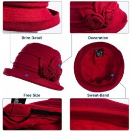 Berets Womens Wool Blend Winter Bucket 1920s Vintage Derby Hat Fedora Round Fall Bowler 55-59cm - 16076-tan - C818IICRGU2 $23.05