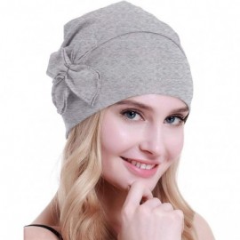 Skullies & Beanies Cotton Chemo Turbans Headwear Beanie Hat Cap for Women Cancer Patient Hairloss - Cotton Light Grey - CE194...