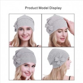 Skullies & Beanies Cotton Chemo Turbans Headwear Beanie Hat Cap for Women Cancer Patient Hairloss - Cotton Light Grey - CE194...