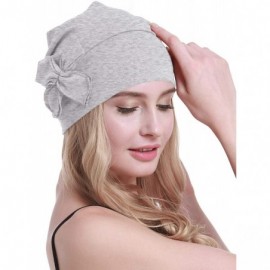 Skullies & Beanies Cotton Chemo Turbans Headwear Beanie Hat Cap for Women Cancer Patient Hairloss - Cotton Light Grey - CE194...