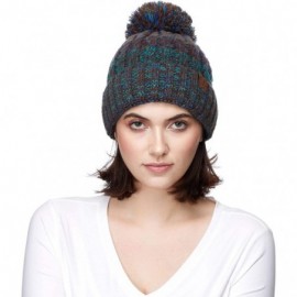 Skullies & Beanies Exclusives Women's Winter Slouchy Knitted Hat Cable Knit Pom Beanie Hat (HAT-1816) - Teal - CK18I6W5YD8 $1...