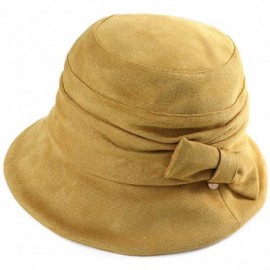 Berets Womens Winter Bucket Derby Gatsby Vintage 1920s Round Bowler Church Hat Fall 55-59cm - 99088-yellow - CR18IIHHNKK $20.91
