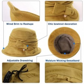 Berets Womens Winter Bucket Derby Gatsby Vintage 1920s Round Bowler Church Hat Fall 55-59cm - 99088-yellow - CR18IIHHNKK $20.91