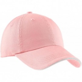 Baseball Caps Signature Sandwich Bill Cap with Striped Closure C830 - Light Pink and White - CM113MWBBN5 $12.47