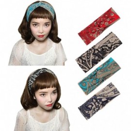 Headbands 6 Pack Women Girls Silk Satin Headbands Solid Color Elastic Hairband Twisted Turban - Boho Flower Print - C018Z5XIL...