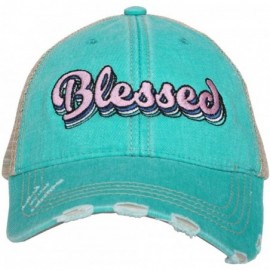 Baseball Caps Blessed Baseball Cap - Trucker Hat for Women - Stylish Cute Ball Cap - Teal Layered - CZ1962SWDIL $25.30