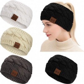 Cold Weather Headbands 4 Women Confetti Winter Cable Headband Thick Knit Head Wrap Ear Warmer Headband - Black- White- Dark G...