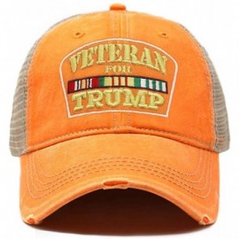 Baseball Caps Veterans for Trump Dad Hat Vintage Trucker Cap Handwashed Cotton Baseball Cap TC101 TC102 - Tc102 Orange - CE18...