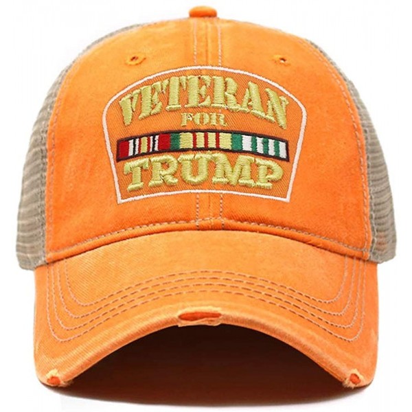 Baseball Caps Veterans for Trump Dad Hat Vintage Trucker Cap Handwashed Cotton Baseball Cap TC101 TC102 - Tc102 Orange - CE18...