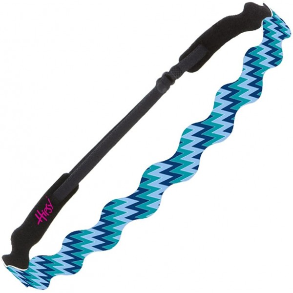 Headbands Women's Adjustable NO SLIP Zigzag Wave Headband - Teal - CB122QQV7QD $8.98