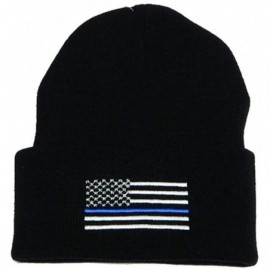 Skullies & Beanies United States Blueline Flag Police Department Policeman Cuffed Beanie Hat Cap Toboggan New Gift WCAP017 Bl...