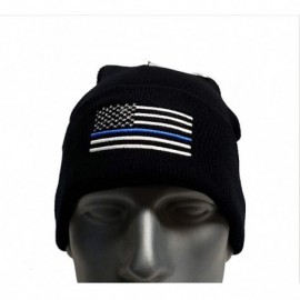 Skullies & Beanies United States Blueline Flag Police Department Policeman Cuffed Beanie Hat Cap Toboggan New Gift WCAP017 Bl...