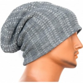 Skullies & Beanies Unisex Adult Winter Warm Slouch Beanie Long Baggy Skull Cap Stretchy Knit Hat Oversized - Lightgrey - CR12...