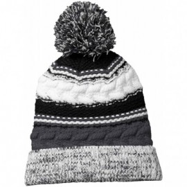 Skullies & Beanies Warm Pom Team Chunky-Knit Beanie - Iron Grey/Black/White - C81260APKJ5 $14.40