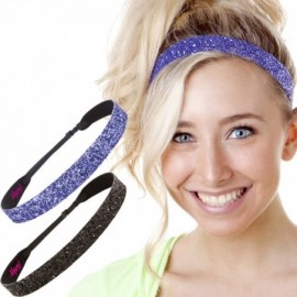 Headbands Adjustable NO Slip Wide Bling Glitter Headbands for Women Girls & Teens Black Duo Pack - Black & Purple - CS11OI9AR...