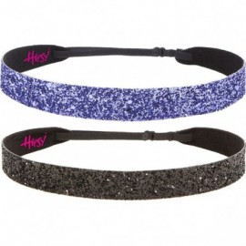 Headbands Adjustable NO Slip Wide Bling Glitter Headbands for Women Girls & Teens Black Duo Pack - Black & Purple - CS11OI9AR...