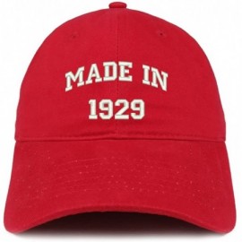 Baseball Caps Made in 1929 Text Embroidered 91st Birthday Brushed Cotton Cap - Red - CU18C9Y3S4U $20.77