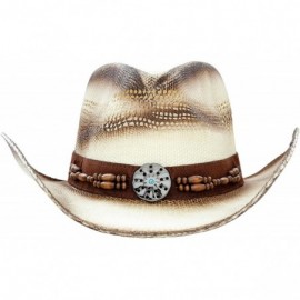 Cowboy Hats Men & Women's Woven Straw Cowboy Cowgirl Hat Western Outback w/Wide Brim - K - C818D95YM76 $25.77