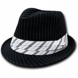 Fedoras Orgianl Pinstripe Fedora Hat - Black/White - L/XL - CM119Q4OUUJ $22.33