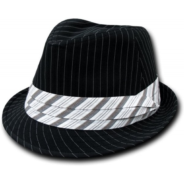 Fedoras Orgianl Pinstripe Fedora Hat - Black/White - L/XL - CM119Q4OUUJ $22.33