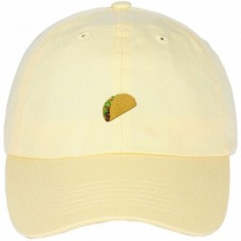 Baseball Caps Taco Emoji Logo on Unstructured Cotton Low Profile Strapback Baseball Dad Cap - Butter - CO1822EL777 $21.92