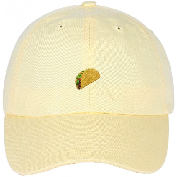 Baseball Caps Taco Emoji Logo on Unstructured Cotton Low Profile Strapback Baseball Dad Cap - Butter - CO1822EL777 $13.74