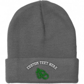 Skullies & Beanies Custom Beanie for Men & Women Green Lizard Reptile Embroidery Skull Cap Hat - Light Grey - CN18ZS3K42Z $21.77