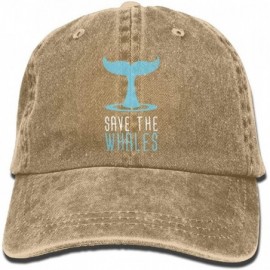 Baseball Caps RZM YLY's Save The Whales Unisex Adult Vintage Washed Denim Adjustable Baseball Cap - Natural - CF186LGG8T5 $12.19