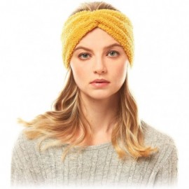 Cold Weather Headbands Women's Winter Knitted Headband Ear Warmer Head Wrap (Flower/Twisted/Checkered) - Sherpa Fleece-mustar...