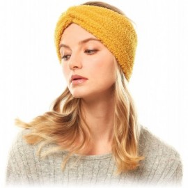 Cold Weather Headbands Women's Winter Knitted Headband Ear Warmer Head Wrap (Flower/Twisted/Checkered) - Sherpa Fleece-mustar...