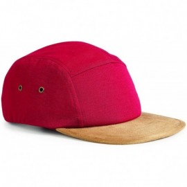 Baseball Caps Suede Peak 5 Panel Baseball Cap (One Size) (Chillii Red) - CR11JQZ953Z $14.19
