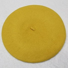Berets 100% Wool French Style Casual Classic Solid Color Wool Beret Hat Cap - Yellow - CI12N83DPX9 $12.32