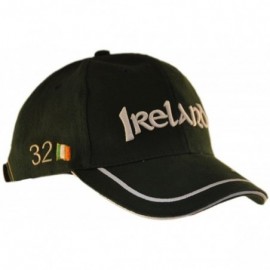 Baseball Caps Baseball Cap with Ireland 32 Lettering and White Piping Detail- Green Colour - C611ZF0TNBT $13.31